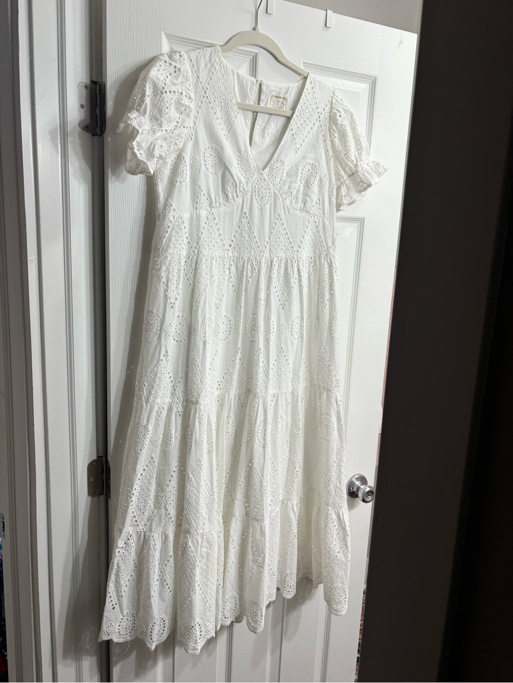 Sail to Sable White Eyelet Tiered Midi Dress